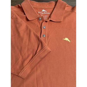 Tommy Bahama‎ Pima Cotton Polo Shirt 2XL Rust Orange Golf Embroidered Swordfish